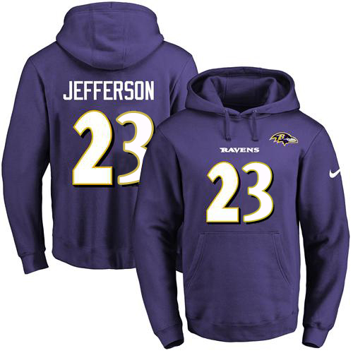 Nike Ravens #23 Tony Jefferson Purple Name & Number Pullover NFL Hoodie - Click Image to Close